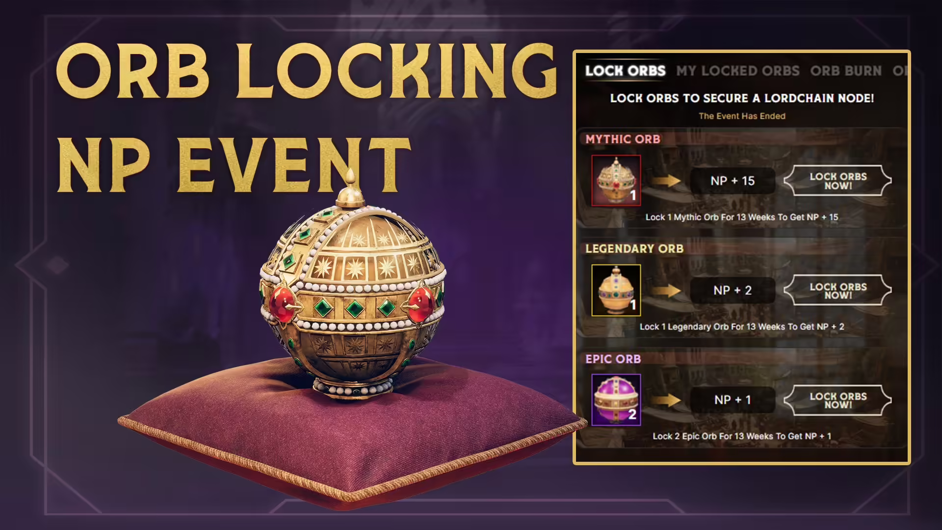 Blocklords Begins Dynasty Orb Lock Event