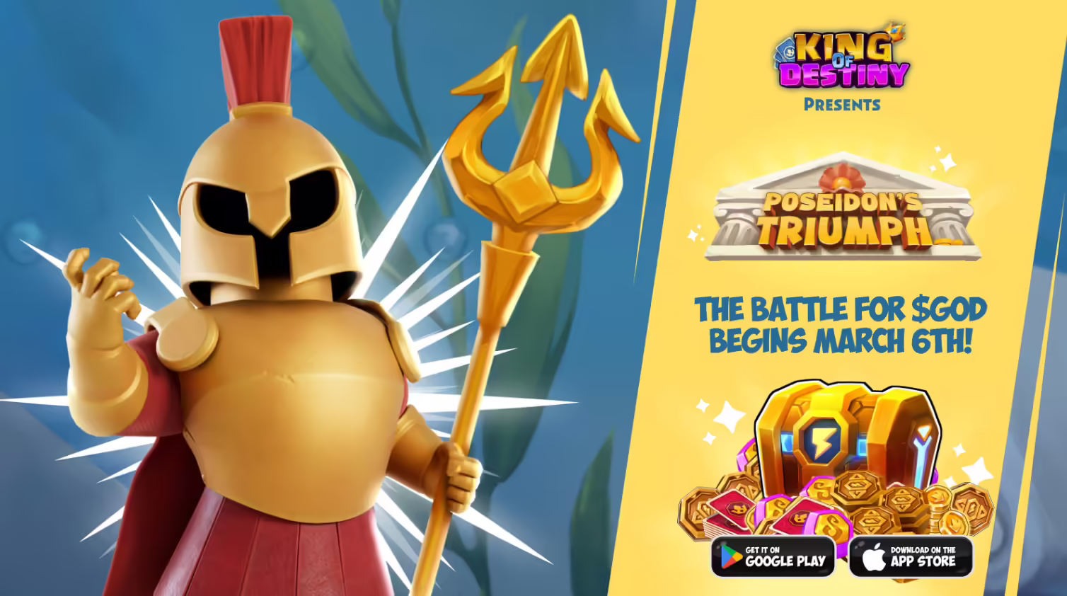 Play to Earn 2 Million $GOD Tokens in King of Destiny's Poseidon's Triumph Event