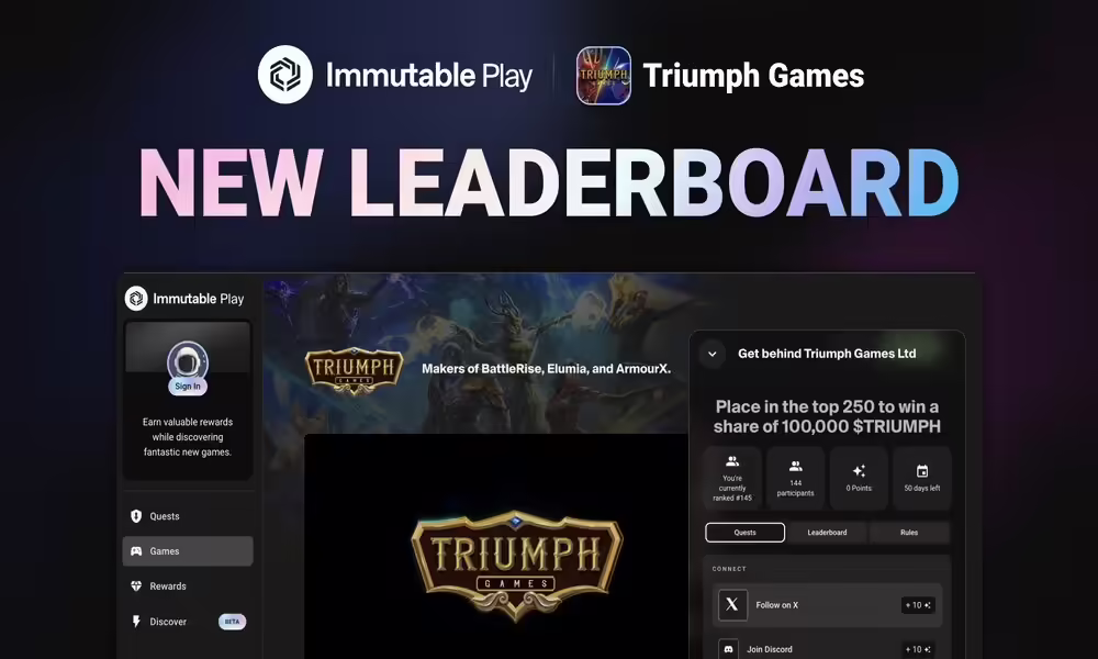 Triumph Games Kicks Off 1M $TRIUMPH Airdrop Campaign Series With New Leaderboard on Immutable Play