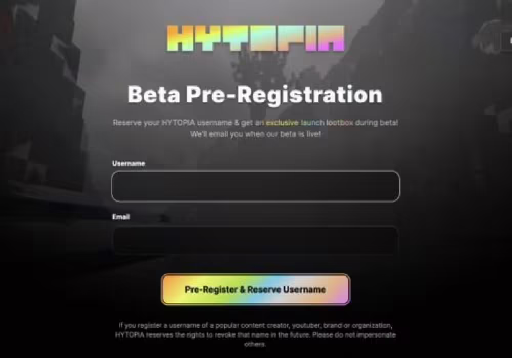 Hytopia Beta Pre-Registration Opens: Secure Your Username and Lootbox